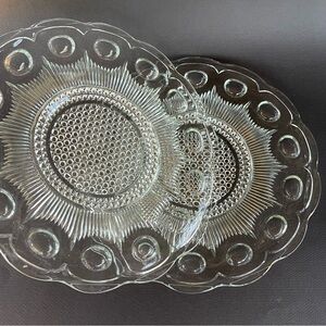 Ste Genevieve Clear Bartlett Collins 11” Sandwich Plates Round Platter Set of 2